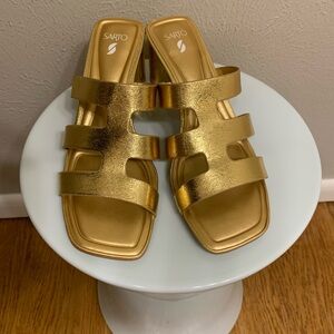 Gold Carly Sandals by Sarto Flex Sz 9